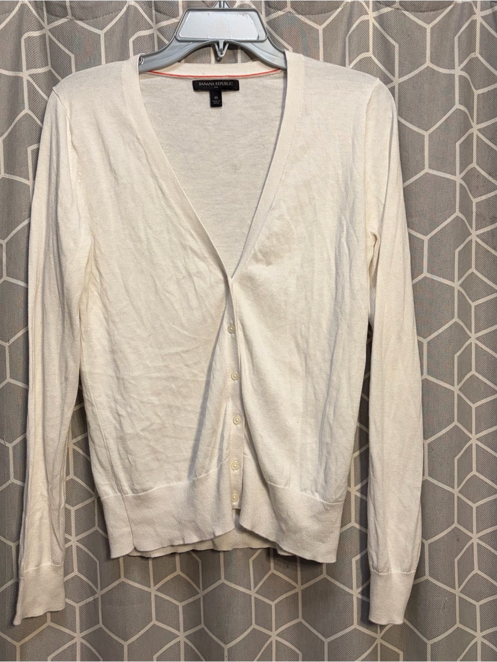 Banana Republic Cream V-Neck Button Front Cardigan